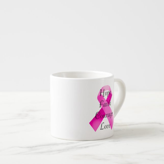 Xícara De Espresso Fé de Fita Espresso, Fita Rosa (Frente Esquerda)