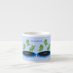 Xícara De Espresso Feijão verde-grão-branco em cartoon trampoline