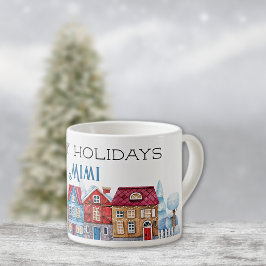 Xícara De Espresso Félicas Festas, Nome Decorativo no Natal 6oz