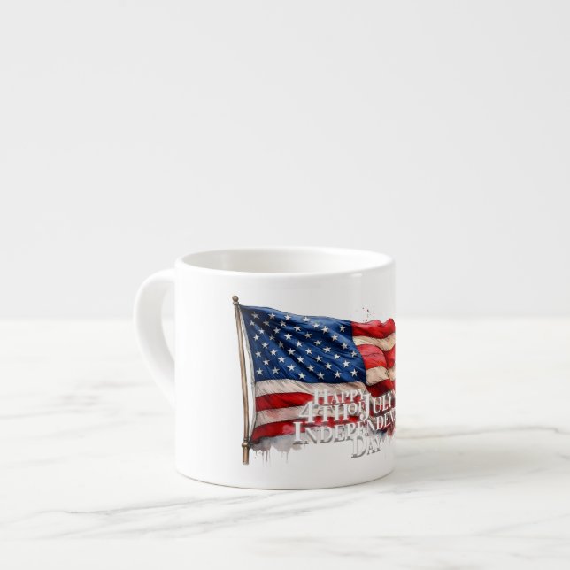 Xícara De Espresso Feliz 4 de Julho - Dia da Independência (Frente Esquerda)