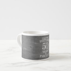 Xícara De Espresso Feliz Aniversário - 50 Anos & Fabuloso