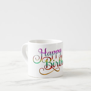 Xícara De Espresso FELIZ ANIVERSÁRIO - design de texto + suas própria