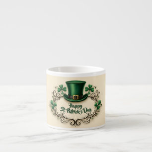 Xícara De Espresso Feliz Dia de São Patrício Design de Trevo