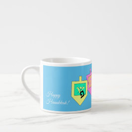 Xícara De Espresso Feliz Hanukkah Inglês Hebraico