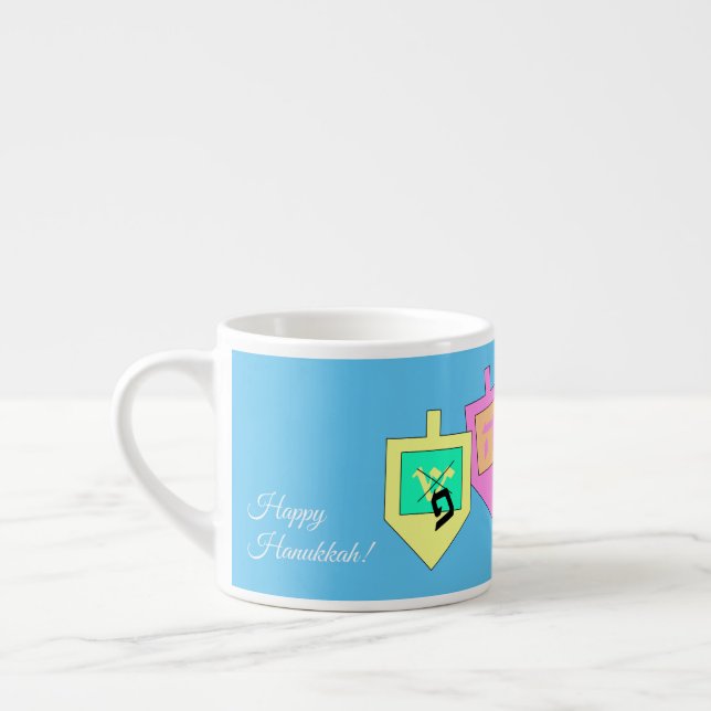 Xícara De Espresso Feliz Hanukkah Inglês Hebraico (Esquerda)