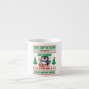 Xícara De Espresso Feliz Natal Para O Presente Pinguim