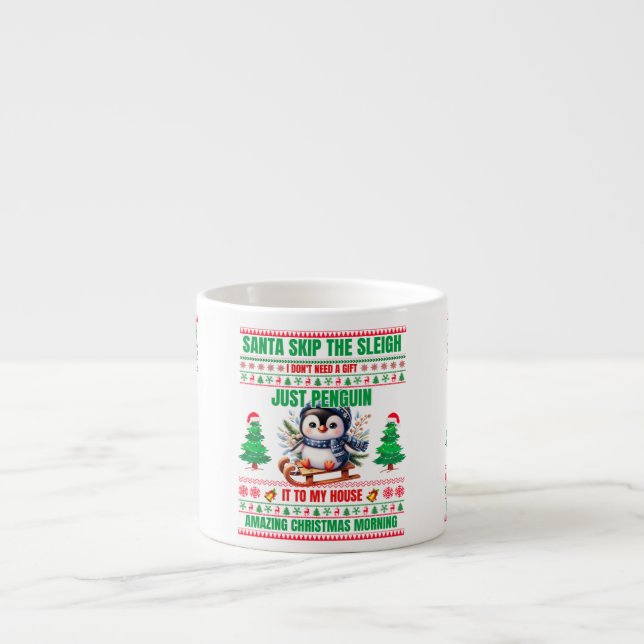Xícara De Espresso Feliz Natal Para O Presente Pinguim (Frente)