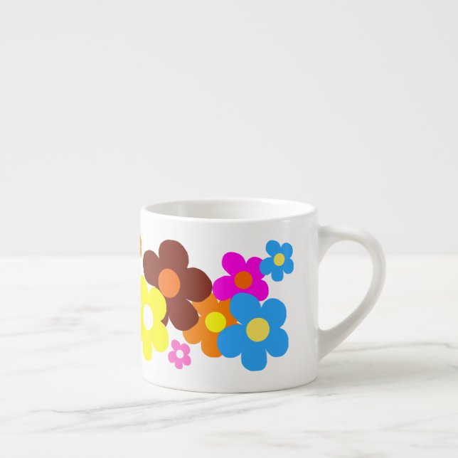 Xícara De Espresso Felizes Flores Coloridas (Direita)