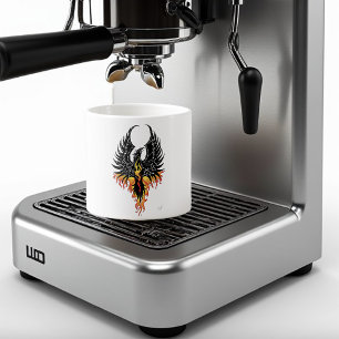 Xícara De Espresso Fênix Ardente Erguendo-se Pássaro de Fogo Chamas T