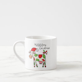 Xícara De Espresso Feriado de Natal do Cartoon Engraçado de Vaca