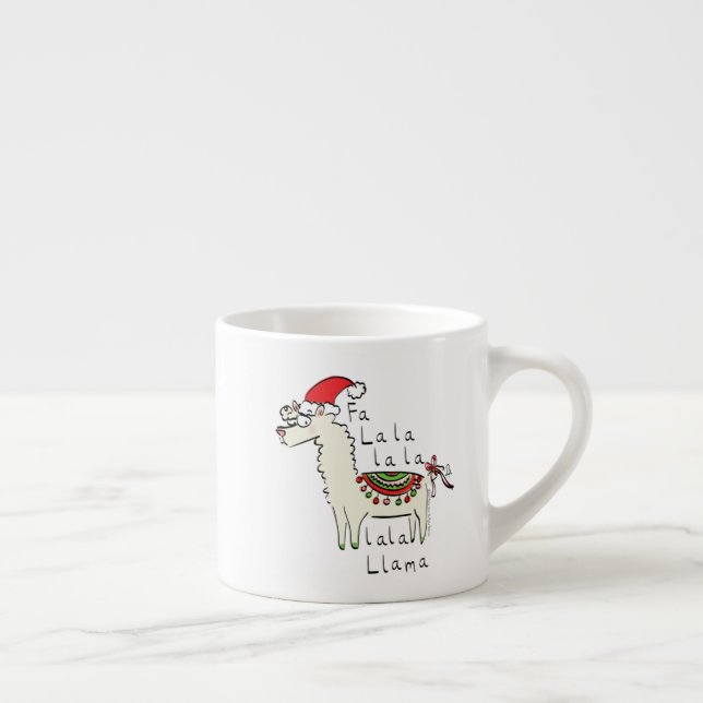 Xícara De Espresso Feriado de Natal Engraçado Llama (Direita)