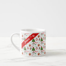 Xícara De Espresso Festive Christmas Mug – Santa & Reindeer 