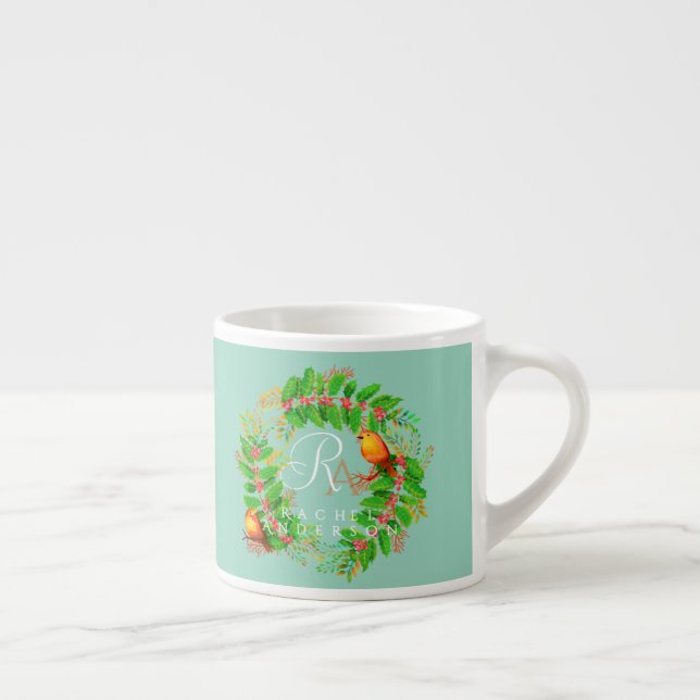 Xícara De Espresso Fio Natal Monograma Leve Teto (Direita)