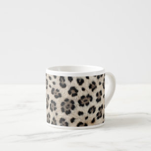 Xícara De Espresso Fique Selvagem Leopardo da Neve Olhar de Faux Fur