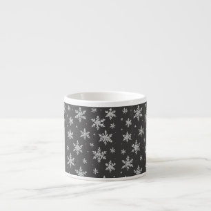 Xícara De Espresso Floco de Neve Prateado Elegante Férias de Invern