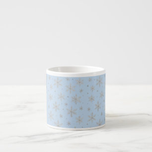 Xícara De Espresso Floco de Neve Prateado Elegante Férias de Invern