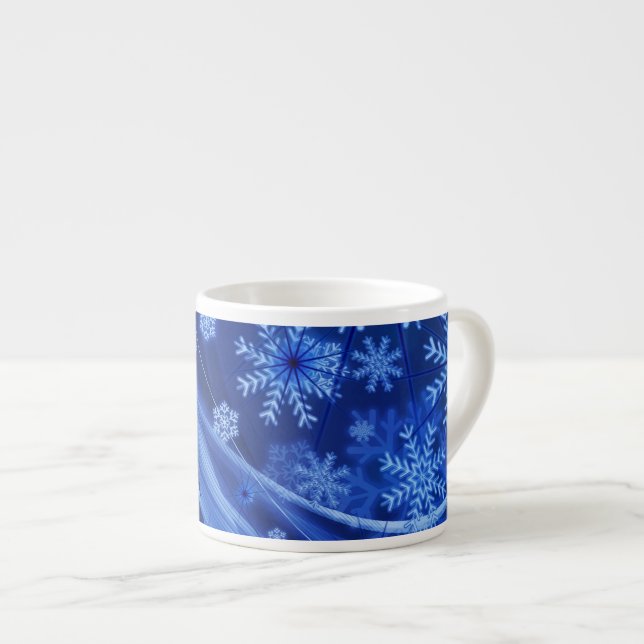 Xícara De Espresso Flocos de neve azuis (Frente Esquerda)