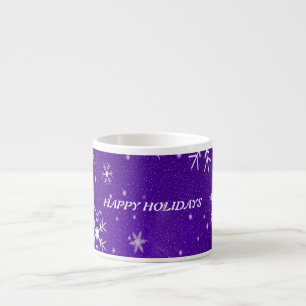 Xícara De Espresso Flocos de neve brancos Backgrd Espresso Mug Azul-R