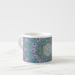 Xícara De Espresso Flor da Vida - Mandala Estilo Índia 1