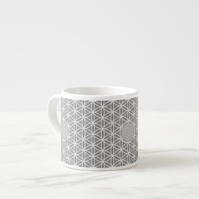 Xícara De Espresso Flor da vida - sem problemas, branco simples + seu (Frente Esquerda)