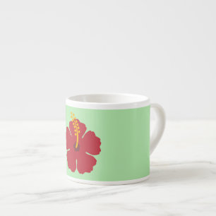 Xícara De Espresso Flor de Hibiscus Vermelho de Cartoon Simples
