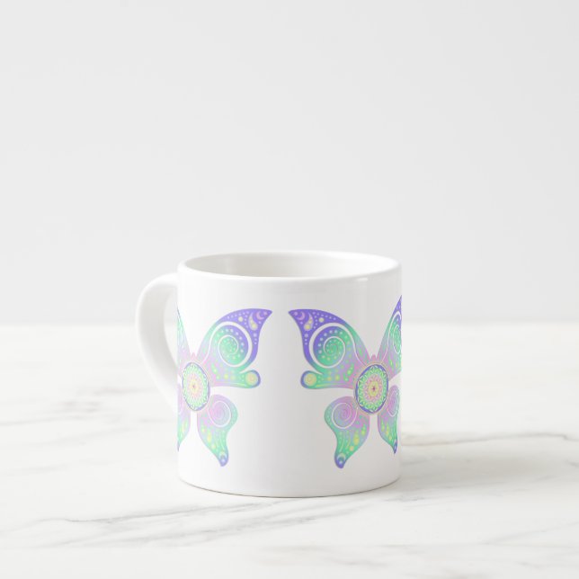Xícara De Espresso Flor de Vida / Blume des Lebens - borboleta (Frente Esquerda)