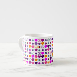 Xícara De Espresso Flor Power Heart Peace Pattern + seu backgr.