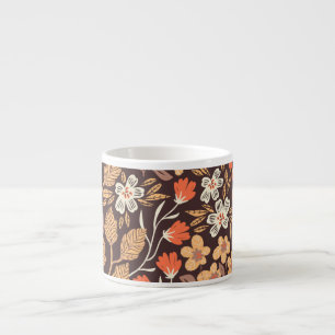 Xícara De Espresso Flora do outono: Padrão sem costura do Vintage