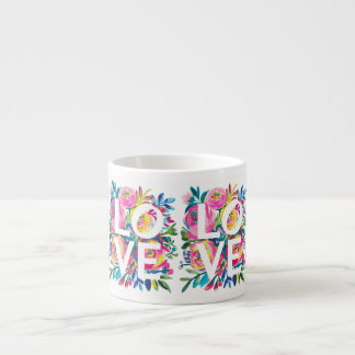 Xícara De Espresso Floral Colorida Flor Watercolor Flowers Mug - Roma
