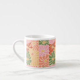 Xícara De Espresso Floral Retro Groovy
