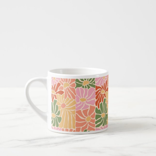 Xícara De Espresso Floral Retro Groovy  (Esquerda)