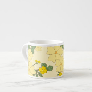 Xícara De Espresso Flores Amarelas, Padrão Floral, Padrão De Flores