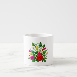 Xícara De Espresso Flores de Aquarela Buquê-47149