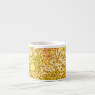 Xícara De Espresso Flores de lírio Art Nouveau de Alfonse Mucha