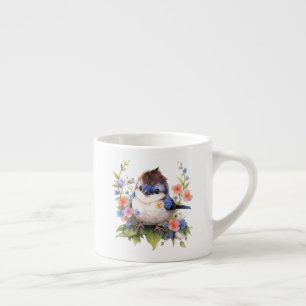 Xícara De Espresso Flores de Pássaro de Fada aquarela Clipart-73610