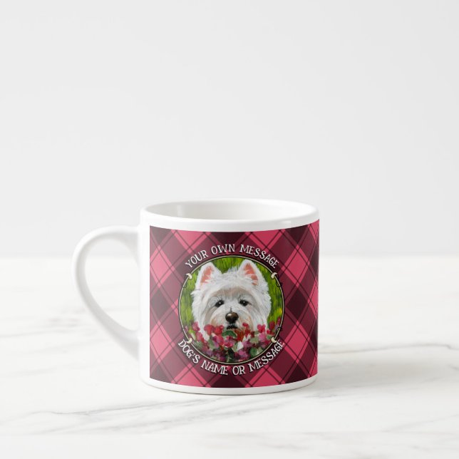 Xícara De Espresso Flores de Westie e Rosa (Esquerda)
