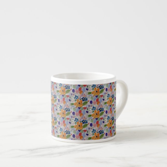 Xícara De Espresso Flores e Balões - Taça Espresso (Frente Esquerda)