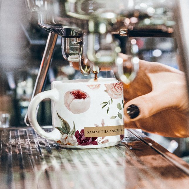Xícara De Espresso Flores Modernas de Pastel e Presente Personalizado (Criador carregado)