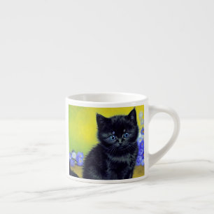 Xícara De Espresso Flores Roxas Pretas de Gogh