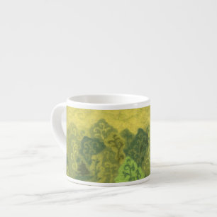 Xícara De Espresso Floresta de Verão, pintura em lã, árvores verde