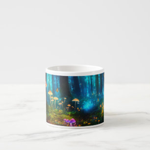 Xícara De Espresso Floresta Mágica: Cogumelos Bioluminescentes e Butt