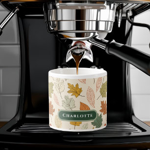 Xícara De Espresso Folhas de outono Personalizadas - Nome Personaliza