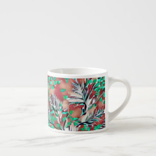 Xícara De Espresso Folhas e plantas - design de padrão moderno