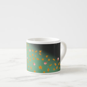 Xícara De Espresso Folhas e rosas de outono