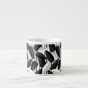 Xícara De Espresso Folhas tropicais florais sem costura ornamentaçã