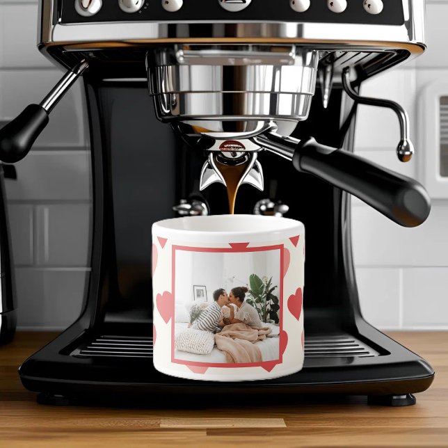 Xícara De Espresso Foto de Valentim Personalizada com Corações (Criador carregado)
