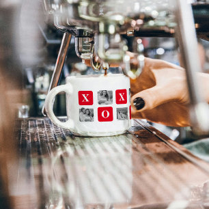 Xícara De Espresso Foto do Casal de Colagem Moderna e XOXO Vermelho