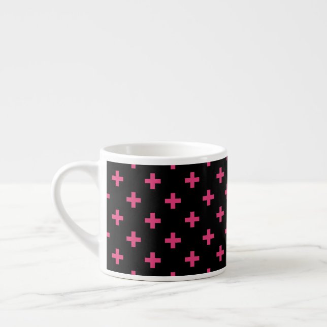 Xícara De Espresso Fuchsia polka cruza a preto (Esquerda)