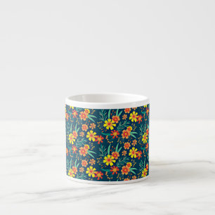 Xícara De Espresso Fundo Floral Belo Design-46566