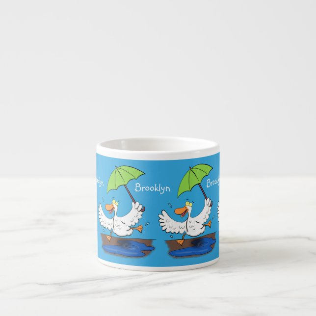 Xícara De Espresso Funny duck with umbrella dancing cartoon (Frente)